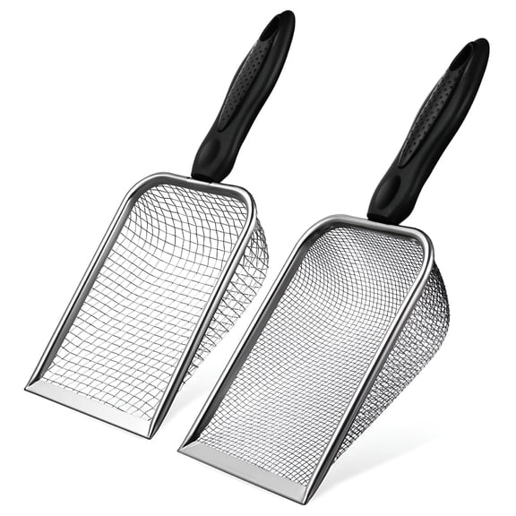 ACDANC 2026 New 2 Pcs Cat Litter Sifter Mesh Litter Scoop Cat Scoop Metal Cat Litter Scooper Cat Litter Shovel 27.00X10.00X5.00Cm