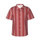 thumbnail image 1 of Balery Stripes Red White Camisas hawaianas de manga corta para hombre, camisas playeras de corte holgado, camisas de vacaciones con botones,Small, 1 of 7