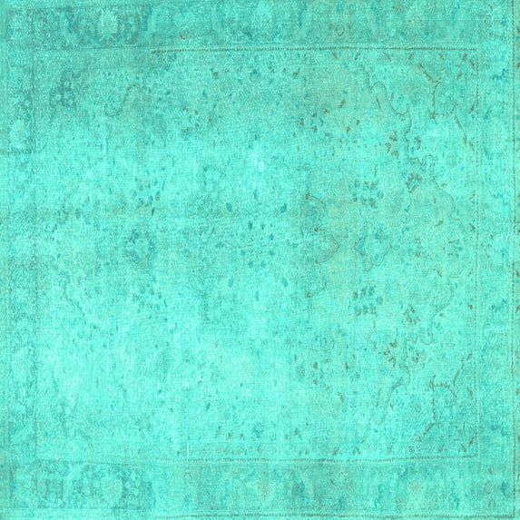 Ahgly Company Indoor Square Persian Turquoise Blue Traditional Area Rugs, 8' Square