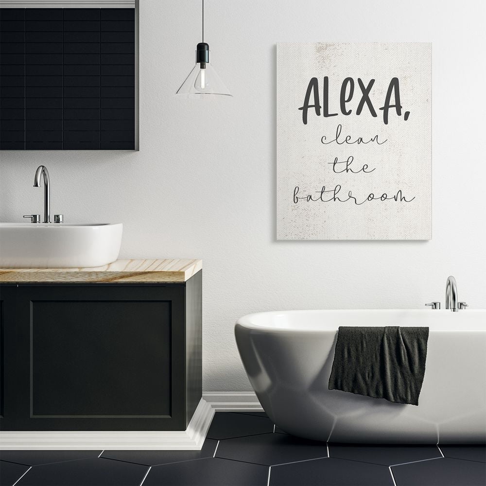 Stupell Industries Modern Day Clean the Bathroom Sign Technology Humor Designed by Daphne Polselli