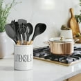 thumbnail image 3 of Barnyard Designs Ceramic Farmhouse Kitchen Utensil Holder for Countertop, Decorative Kitchen Utensil Crock for Counter, Spatula Holder, 7" (White), 3 of 7