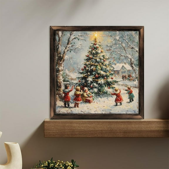 Christmas Tree Winter Scene Wooden Sign Wall Plaque - Vintage Art Decoration, Wall Decoration - Ideal Gift For Home Decoration, Living Room, Bathroom, Bedroom, Garden, Dining, Bar, Cafe, Festival P