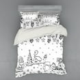 thumbnail image 2 of Ambesonne Christmas Bedding Set 3 Pcs, Tree Reindeer Santa, Twin XL, Black and White, 2 of 3