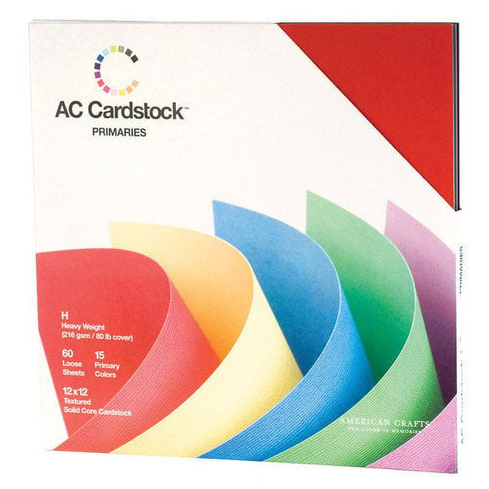 American Crafts Textured Cardstock Pack 12"X12" 60/Pkg-Solid Black