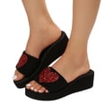 thumbnail image 3 of HBFAGFB Chaussons Mode pour Femmes Décoration Cœur Tendance Talon Compensé Rouge Taille 40, 3 of 7