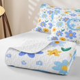thumbnail image 4 of Meiyoeat Soft Daisy Letter C Quilt Full for Girls,Floral Initial Full Bedspread Sets,Light Blue Yellow White, 4 of 7