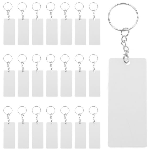 Masteelf 60pcs Clear Acrylic Keychain Blanks Rectangle Acrylic Keychain Blank Clear Keyring Blanks Transparent Keychain Pendants for DIY Projects Crafts