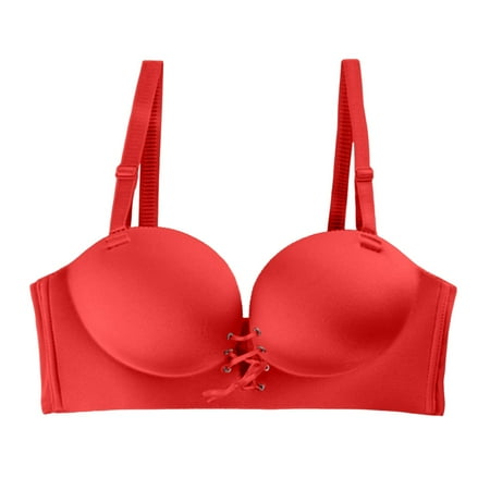 

Sebtyili Women s and Comfortable Strap Bra with No Traces No Steel Rings Side Fold Up Bra