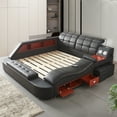 thumbnail image 4 of Queen Size Multifunctional Bed Frame, Upholstered Storage Platform with Right-Side Massage Recliner, Music Speaker, USB Charging Station, 4 of 7