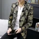thumbnail image 5 of Chaqueta azul para hombre, trajes y blazers de un solo pecho para hombre, abrigos, ropa informal clásica negra, ropa de primavera y verano de alta calidad, 5 of 5