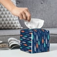 thumbnail image 6 of Yiaed Colorful Fish 3 Print Tissue Box Cover, PU Leather Decorative Organizer for Tabletop, Bathroom, Car, Office Creative Decorative, 6 of 7