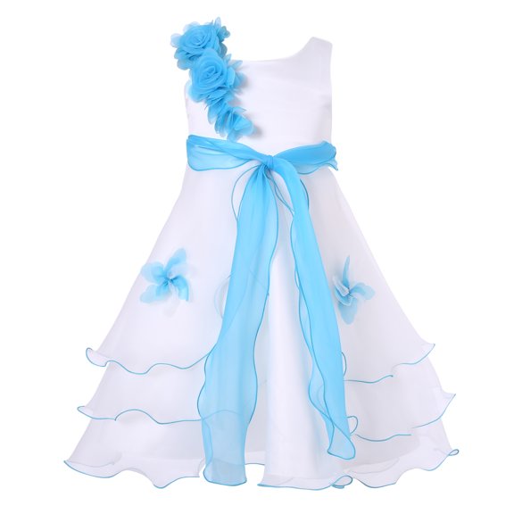 Richie House Girls' Elaborate Gown with Floral Accents RH0681
