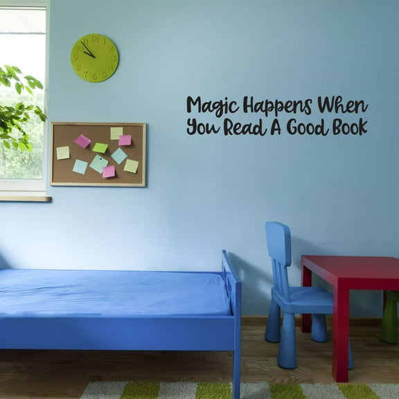 Magic Happens When Read A Book Writing Spelling Story Book Abc Library Read Spell Teacher Classroom Student Holiday Gift Decorating Ideas Bedroom Wall Decal Sticker - Size: 10 In X 2 In