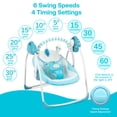 thumbnail image 3 of Yadala Baby Swing, Foldable Baby Swing for Infants with Adaptable Speeds, Music, 0-9 Months, Blue, 3 of 8