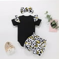 thumbnail image 4 of Fesfesfes Toddler Kids Baby Bodysuit Girls Summer Letter Print Romper Shorts Headwear Clothes Set, 4 of 9