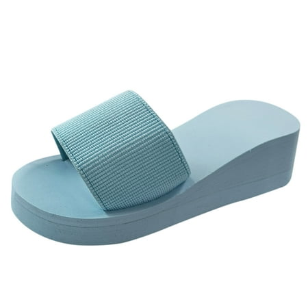 

SEMIMAY Wedges Bohemian For Women Slippers Causal Slippers Ladies Beach Sandals Shoes Women s slipper Light blue