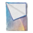thumbnail image 2 of Rustic Soft Flannel Fleece Blanket, Rainbow in Sky over Wheat Field at Sunset Natural Paradise Rural Life Illustration, Cozy Plush for Indoor and Outdoor Use, 50" x 70", Green Yellow, by Ambesonne, 2 of 5