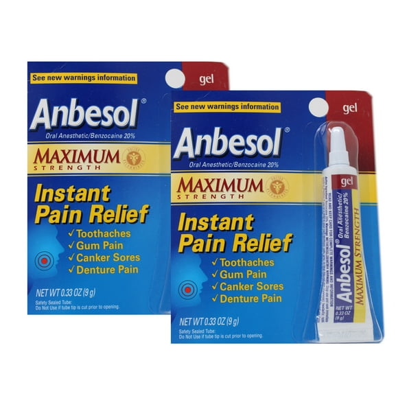 Anbesol Sterile Tube Oral Anesthetic Instant Pain Relief, 0.33 oz, 2