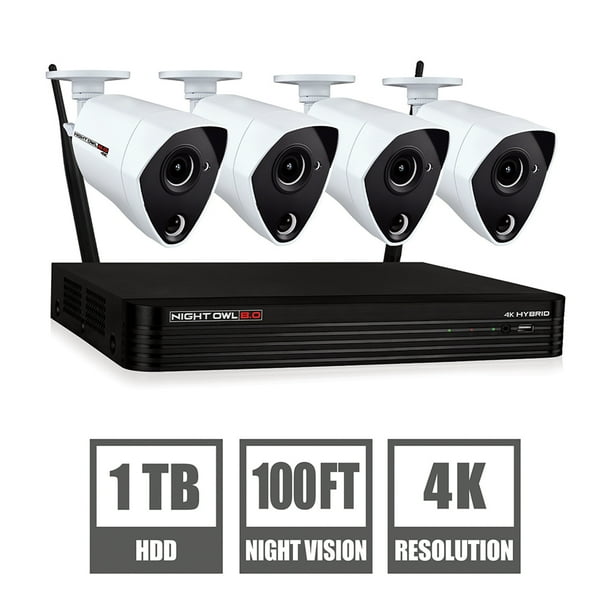 Night Owl 4 Channel 4k Ultra Hd Security Dvr With 4 4k Wired Cameras And 1tb Hard Drive Walmart Com Walmart Com