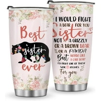 Sister Gifts From Sisters, Coffee Tumbler Mug Gift for Birthday Christmas Valentines Best Friend - 20oz Stainless Steel Slider Lid Insulated Car Home Office Funny Travel Cup