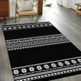 thumbnail image 4 of Area Rug for Living Room, Black Boho Non-Slip Indoor Large Carpet for Bedroom/Dining Room, Vintage Abstract Striped Geometric Motifs Washable Low-Profile Rectangle Floor Runner Rugs - 4 x 6 Ft, 4 of 7