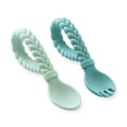 thumbnail image 2 of Itzy Ritzy Silicone Spoon & Fork Set; Baby Utensil Set Features A Fork and Spoon with Looped, Braided Handles; Made of 100% Food Grade Silicone & BPA-Free; Ages 6 Months and Up, Mint, 2 of 3