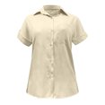 thumbnail image 3 of Camisa Blusa básica de mujer Algodón Lino Blusa de verano Top Casual Color sólido Traje diario Ygjytge Beige T XXL para Mujer, 3 of 8