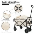 thumbnail image 2 of Yoneston Collapsible Wagon Cart, Portable Heavy Duty Utility Wagon with 3pcs Plastic Liner Cover Bag for Camping, Picinc, Shopping, Beach, Grocery Transport, Off-White, 2 of 11