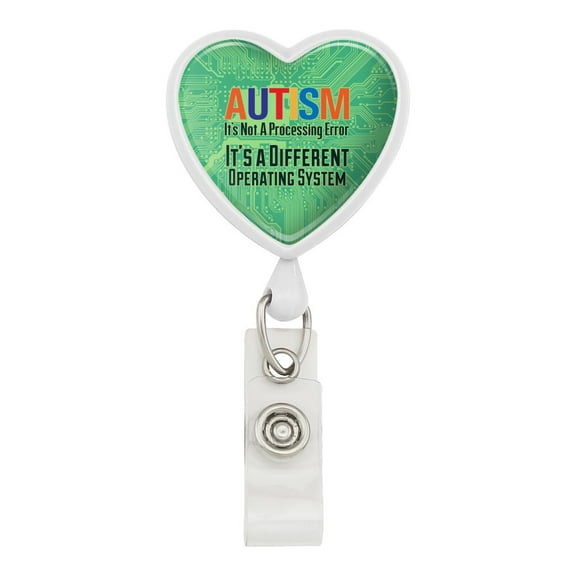 Autism Not a Processing Error Different Operating System Heart Lanyard Retractable Reel Badge ID Card Holder