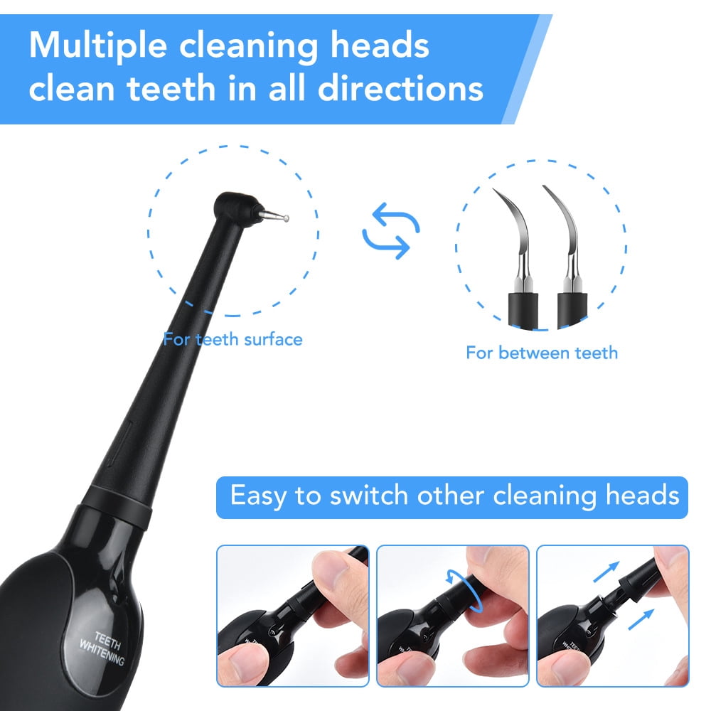 New 6-in-1 Electric Teeth Cleaner Kit with Sonic Vibration, Portable Oral Care Tool with 4 Plaque Remover Heads, Dental Mirror, and Tongue Scraper for a Deeper Clean