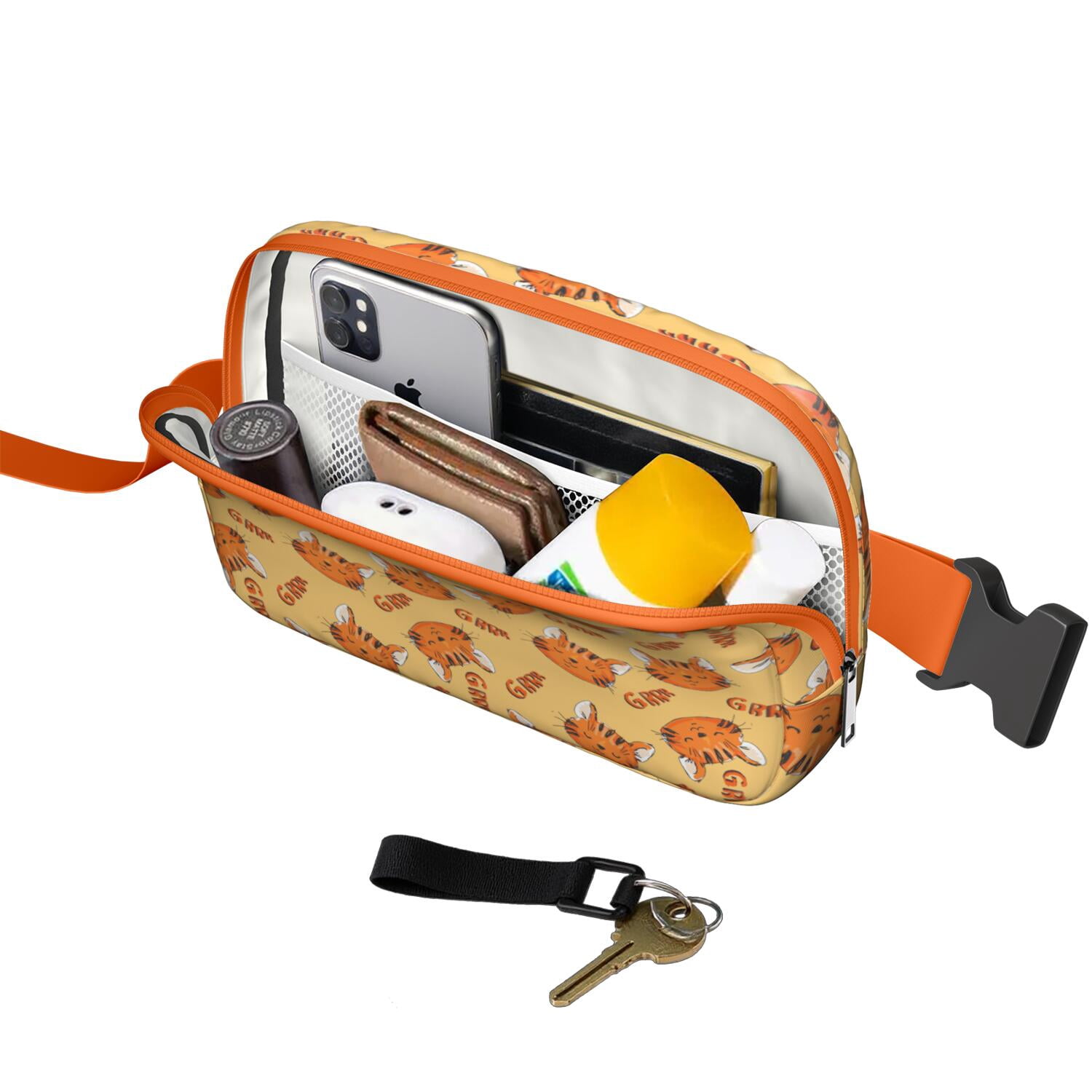 Adorable Cat Lover Crossbody Bag – Cute Pet Print Fanny Pack with Funny Design and Paw Pattern, Lightweight Waist Bag for Women