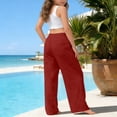 thumbnail image 6 of FASHOFT Girls Linen Pants Wide Leg Palazzo Pant Loose Straight Elastic Waist Spring Summer Beach Lightweight Dress Pant for Kids Brick Red 16-17 Years, 6 of 6