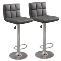 Vineego Modern Square PU Leather Swivel Adjustable Bar Stool, Set of 2, Bar Stool for Kitchen Counter (Black)