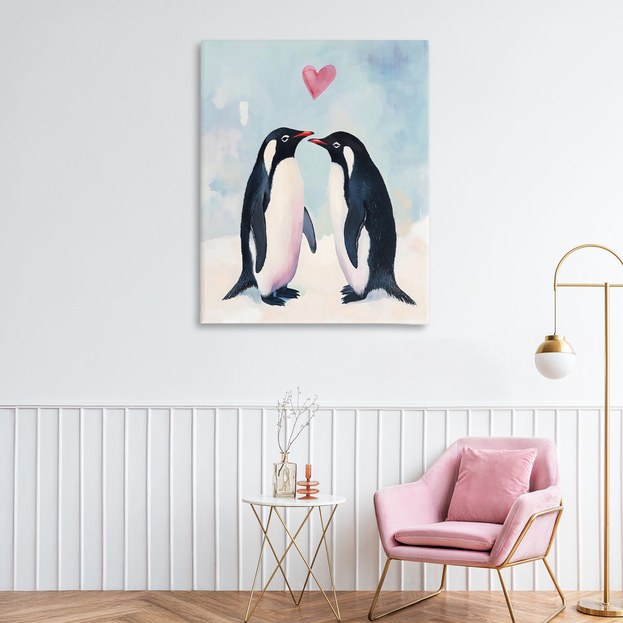 Stupell Industries Penguin Love with Heart Canvas Wall Art, design by The Prints Vibe