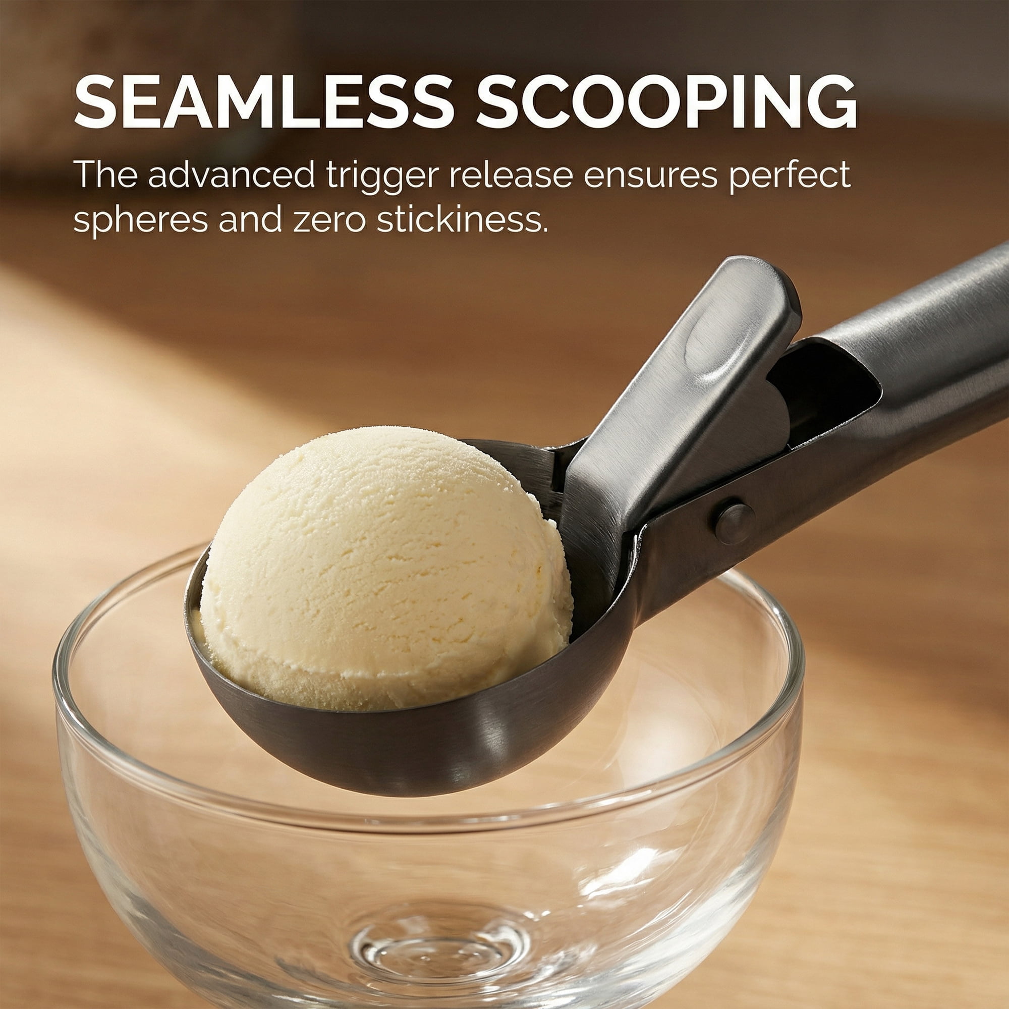 Unique Bargains Stainless Steel Ice Cream Scooper with Handle Black