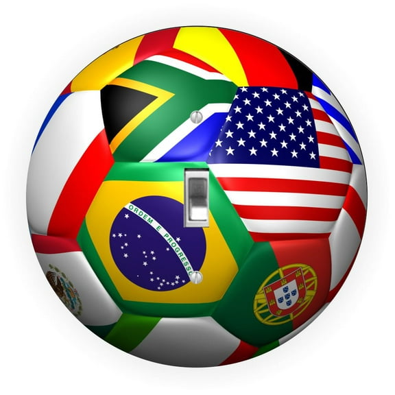 World Cup Soccer Ball Design - Round Light Switch Plate Cover - Single Toggle