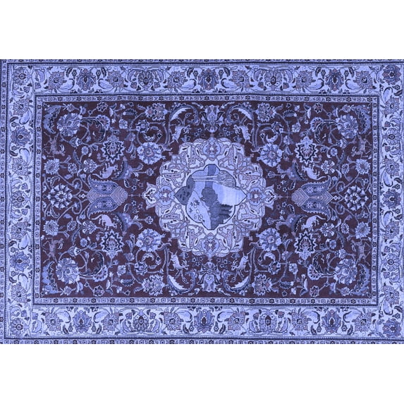 Ahgly Company Machine Washable Indoor Rectangle Persian Blue Traditional Area Rugs, 2' x 5'