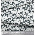 thumbnail image 2 of Soimoi White polyester Crepe Fabric Cat Animal Decor Fabric Printed Yard 52 Inch Wide, 2 of 3