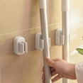 thumbnail image 2 of TABLZONE Wall Mount Mop and Broom Holder White Adhesive for Kitchen Bathroom Use, 2 of 6