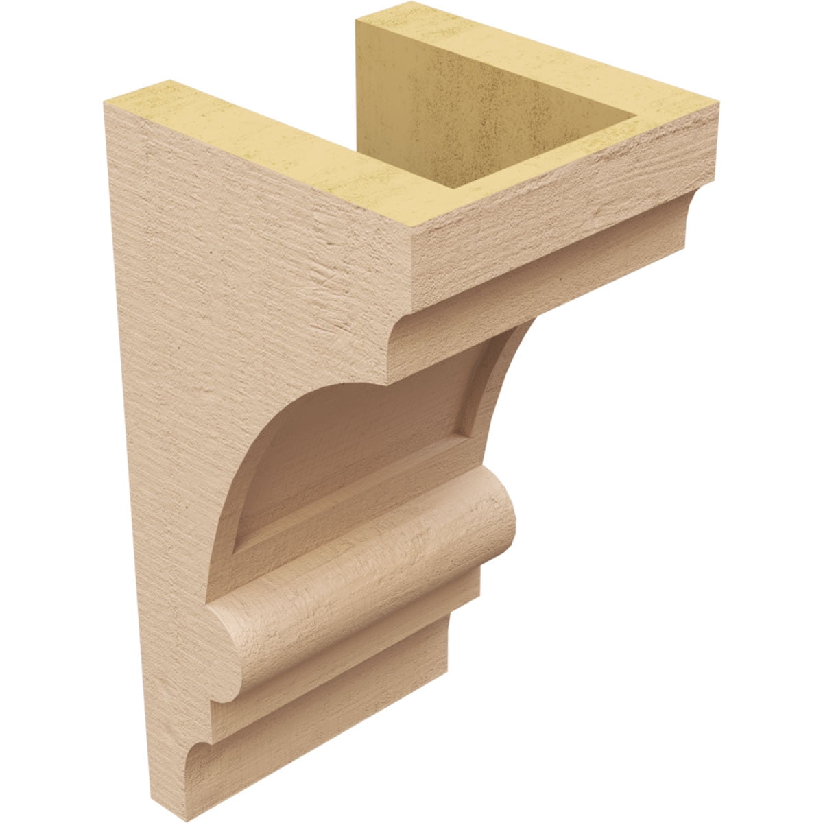 5"W x 5"D x 10"H Wide Diane Rough Cedar Woodgrain TimberThane Corbel, Primed Tan