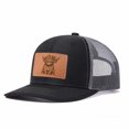 thumbnail image 2 of Yak leather patch Leather Patch Embroidered Color Block Trucker Hat Unisex Adjustable Cotton Breathable Fashion Cap for Travel Daily Wear, 2 of 9
