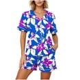 thumbnail image 4 of Idoravan Women's Plus Pajama Sets 2 Pieces Short Sleeve Button Up Top and Shorts Nightwear Sets&nbsp; Women's Casual Floral Printed Pocket Short Sleeve Spring and Summer Shorts Home Wear Pajama Set, 4 of 5