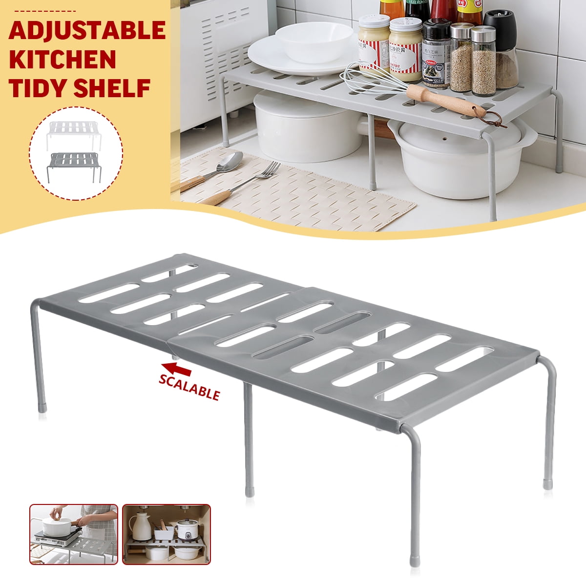 Adjustable Under Sink Rack, Kitchen Storage Rack, Cabinet ...