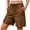 Coffee, variant on Bloomae Cargo Shorts for Women Summer Casual Elastic High Waisted Travel Hiking Outdoor Short Pants with Multi-Pockets Solid Bermuda Shorts Brown M