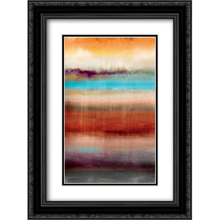 Washed Black Colour - Tribal Colour Wash III 2x Matted 18x24 Black Ornate Framed Art Print by PI Studio