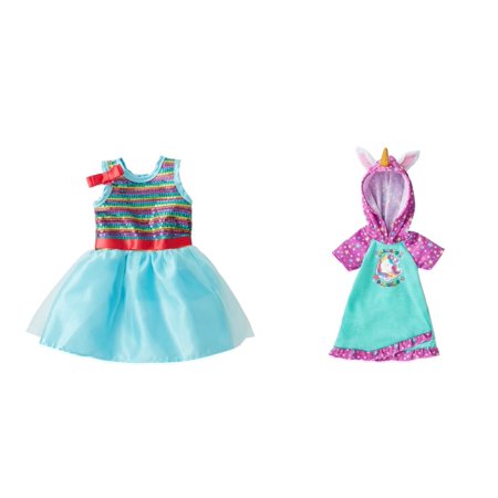 My Life As Doll 2 Pack Fashion Bundle  includes Rainbow Sequin Dress and Unicorn Pajamas for 18  Dolls  3 Pieces