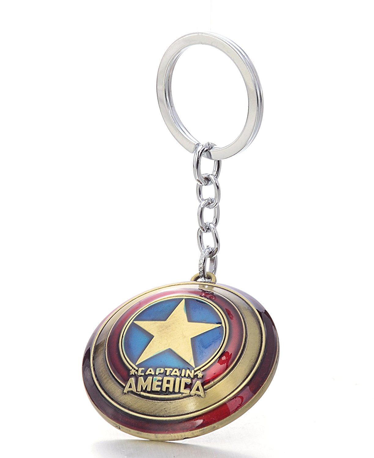 Key Tag Marvel Avengers Captain America Rotatable Shield keychain keyring 