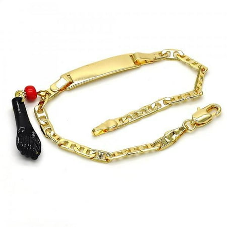 - Hand Charm Bracelet For Boys And Girls With Black Azabache Gold Tone By Folks Jewelry