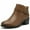 Brown, variant on Ecetana Women's Chunky Low Heel Ankle Boots Round Toe Leather Western Short Booties with Side Zipper
