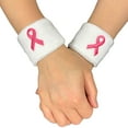 thumbnail image 5 of Couver Pink Breast Cancer Awareness Ribbon Embroidery Wristband(Wrist Sweatband) -1 Pair, 2.5" White/Bright Pink Ribbon, 5 of 13